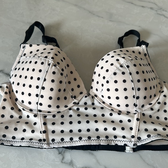 Cream peach with Black Polka Dot Bustier - Picture 2 of 6